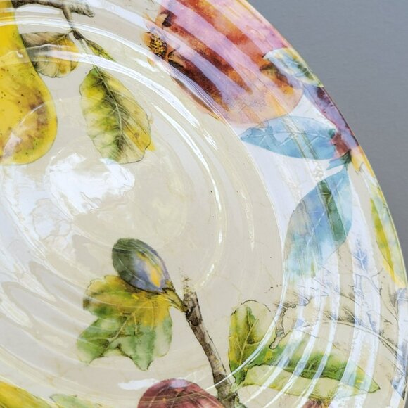 Pier 1 Verona Dinner Plate, Autumn Fruits, Pear Apple Leaves, Fall Kitchen Decor - Picture 6 of 11
